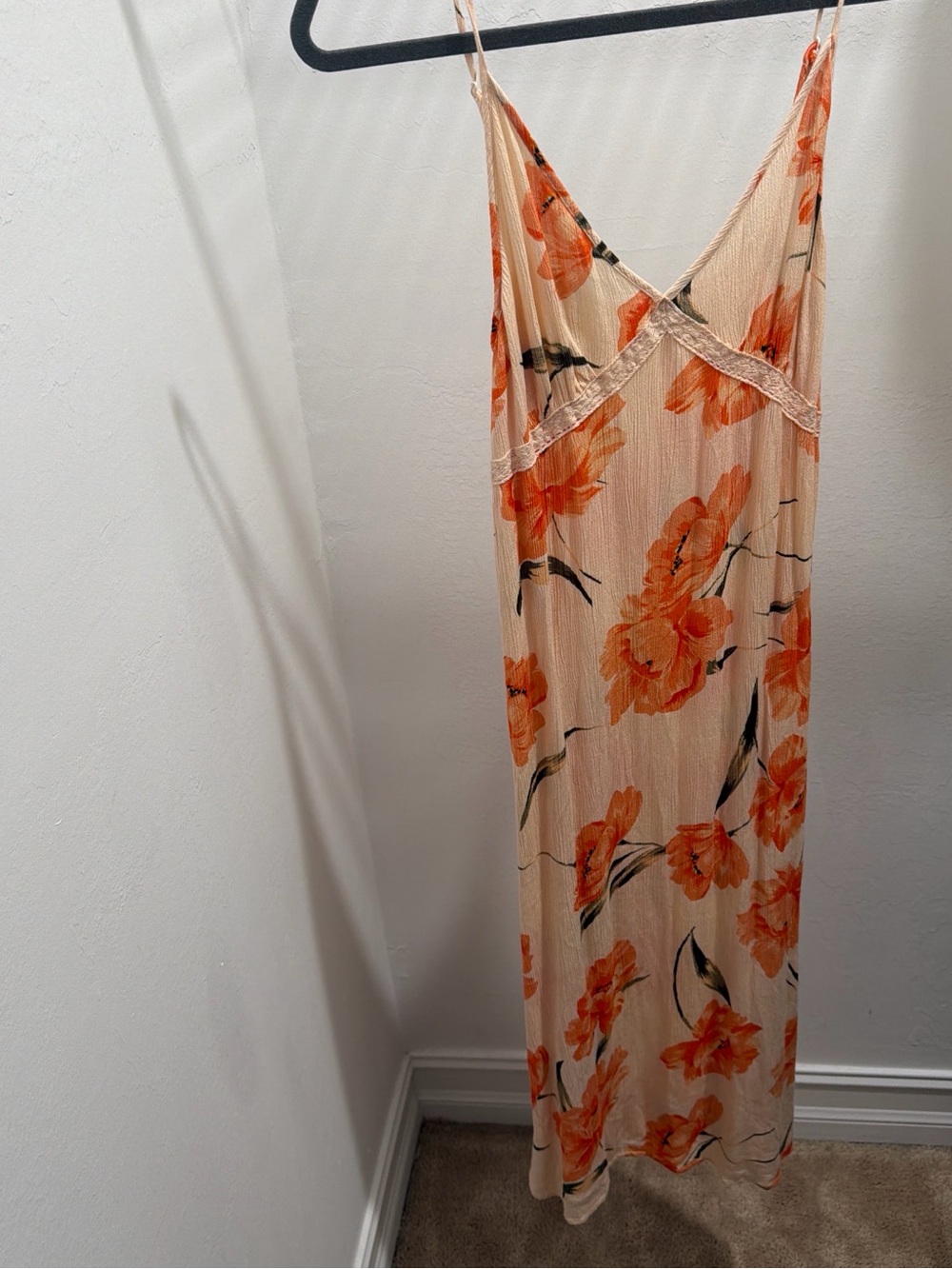 Patrons of Peace Peach Floral Slip with Orange Blooms